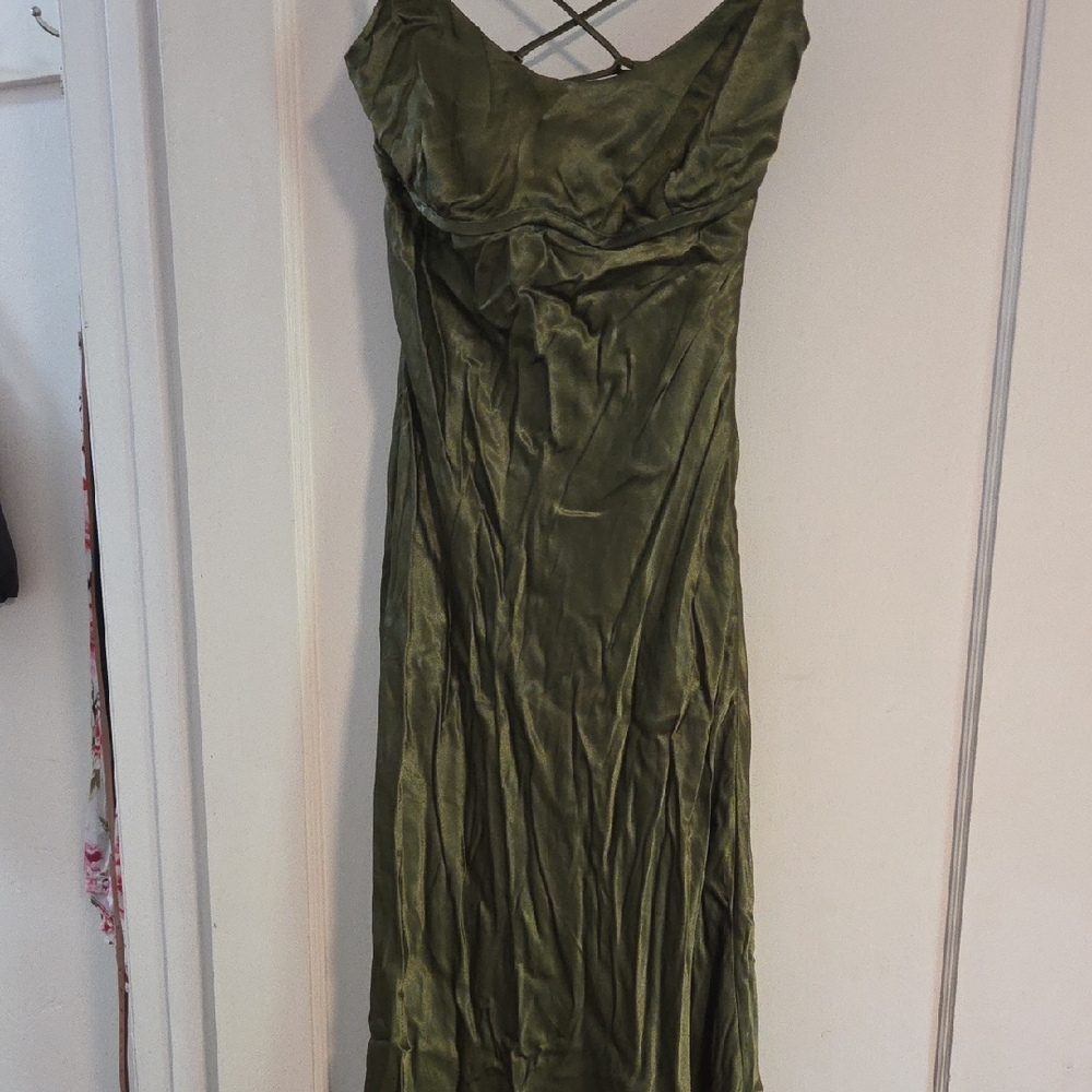 Hello Molly Strapless Olive Dress